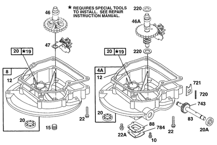 Sump Bases,cams,rightangledr Diagram and Parts List for 96982-7051-01  Briggs and Stratton Engine